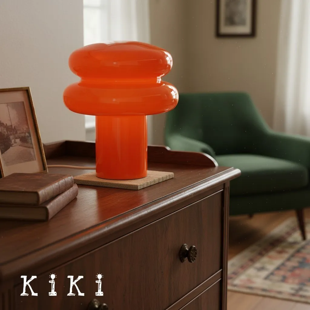 Orra Mushroom Glass Table Lamp - Gentle Colorful Table Light for Relaxing Ambience KL1563