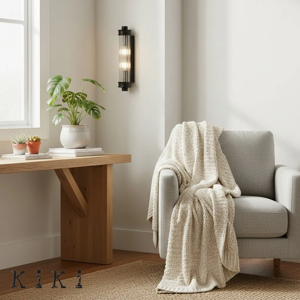 Bravira Ribbed Glass Wall Lamp - Nordic Modern Cylinder Sconce for Living Room and Entry KL2238