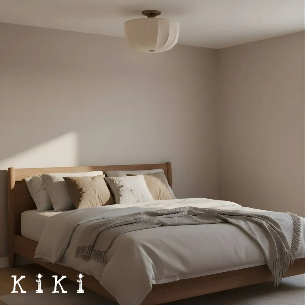 Loomis Textured Linen Flush Mount Ceiling Light - Japandi Style Lighting for Living Room KL2041