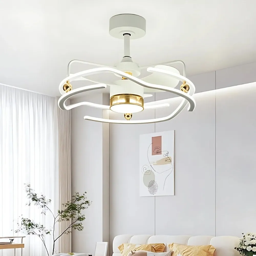 Modern White Kitchen Led Ceiling Fan Light KL936