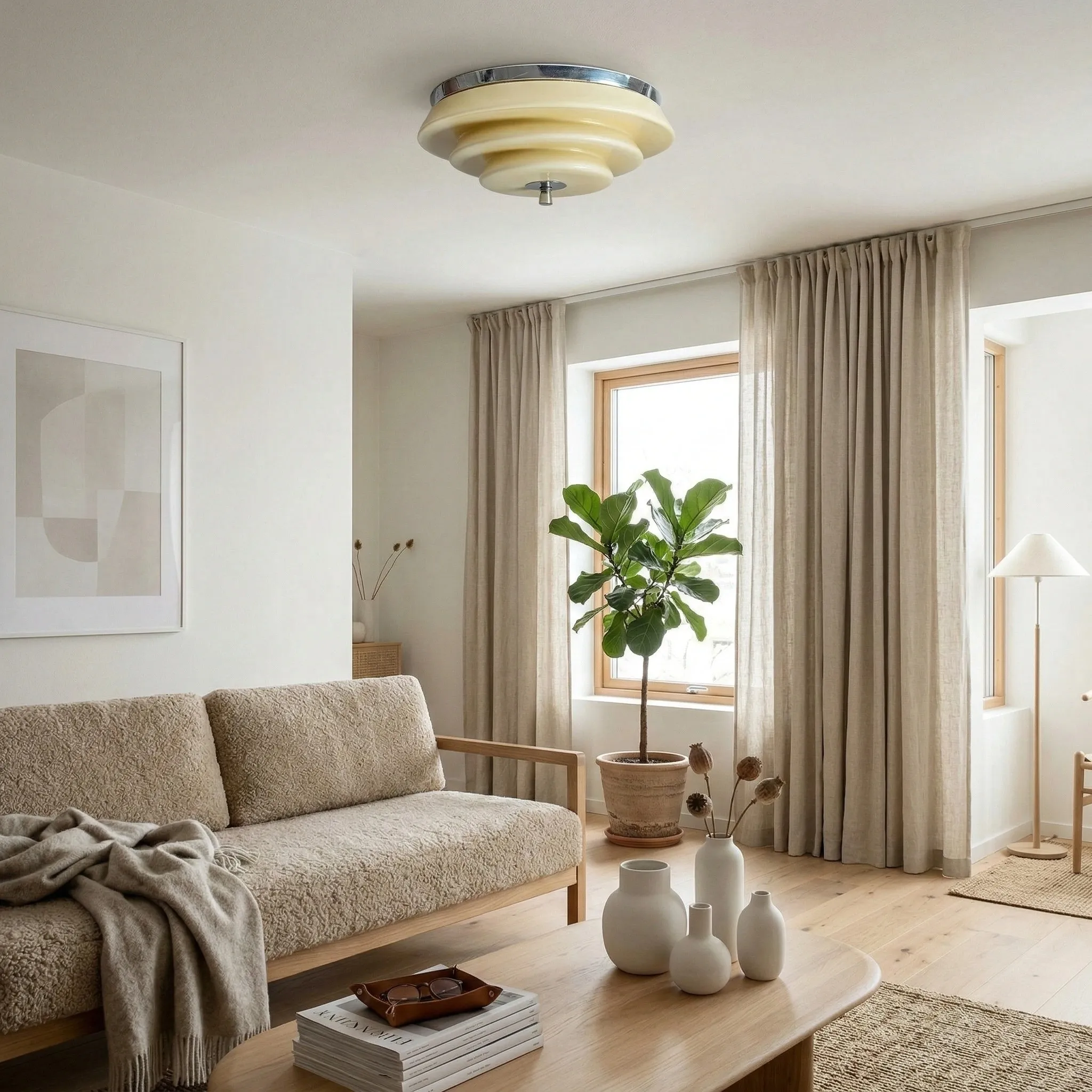 Mallew Cream Style Ripple Ceiling Light- Vintage Inspired Lamp for Living Room KL2251