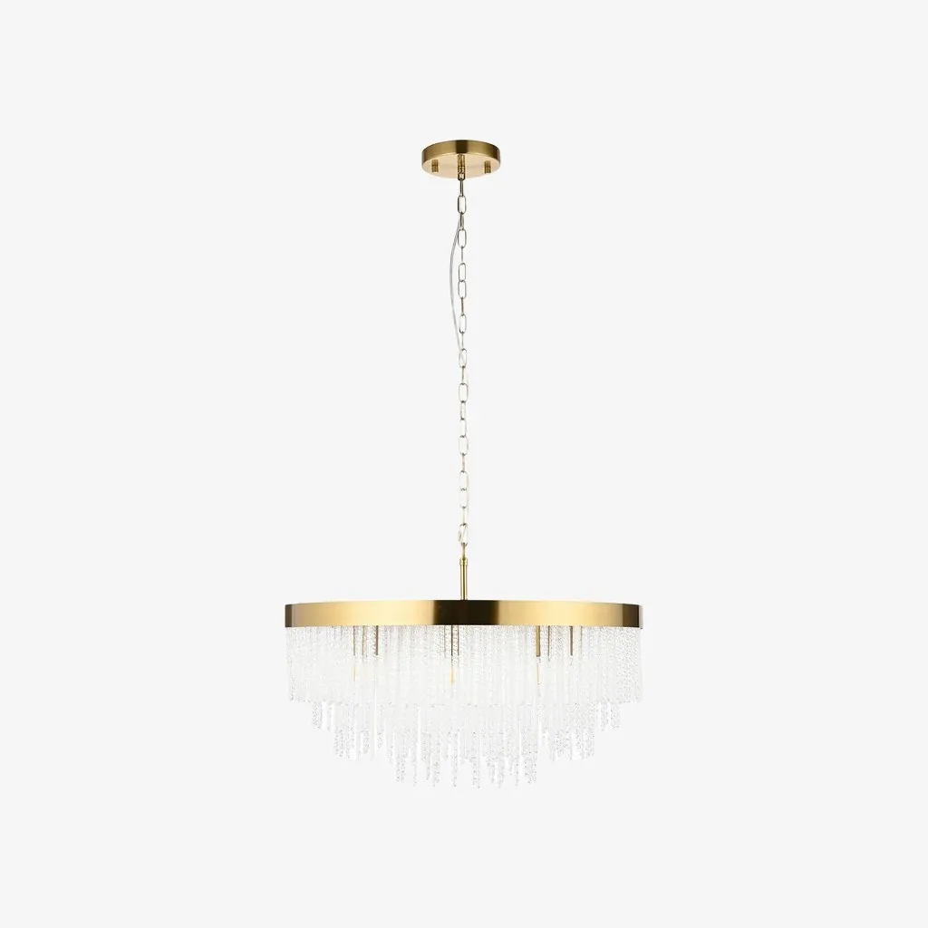 Cavara Multi-Tier Glass Rod Chandelie - Tiered Brass Pendant for Dining and Entry KL1834