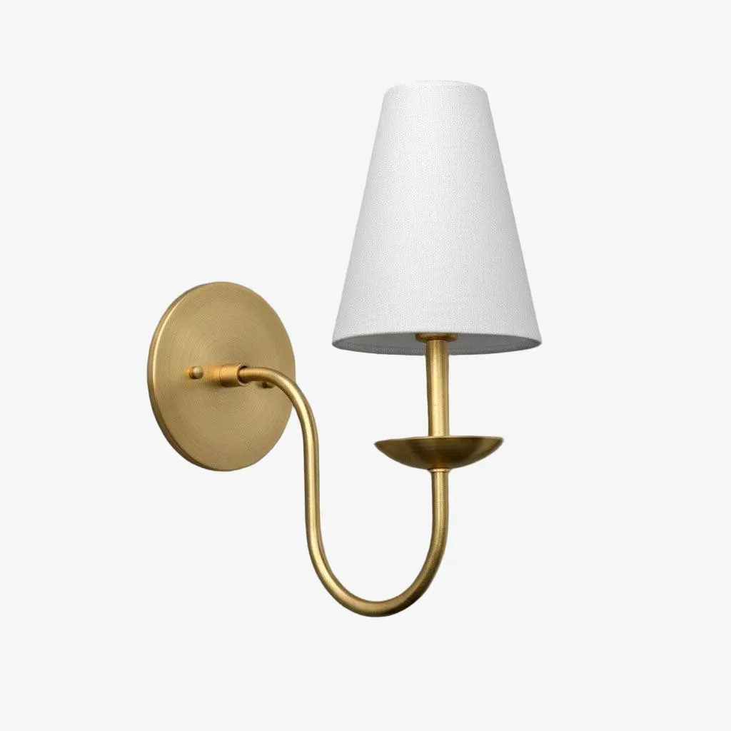 Curva Metal White Linen Sconce - Classic Brass Wall Light for Bedrooms KL1520