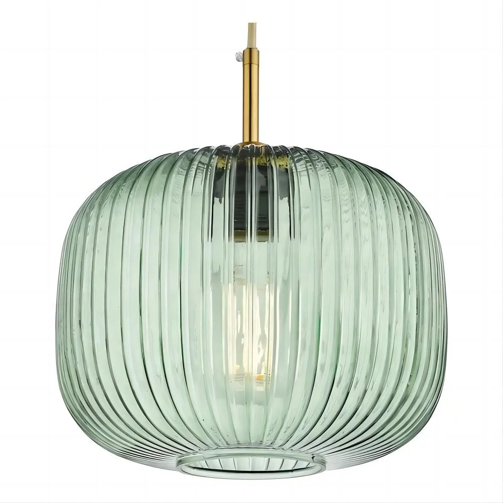 Demarius 1 Light Ribbed Glass Pendant Lamp