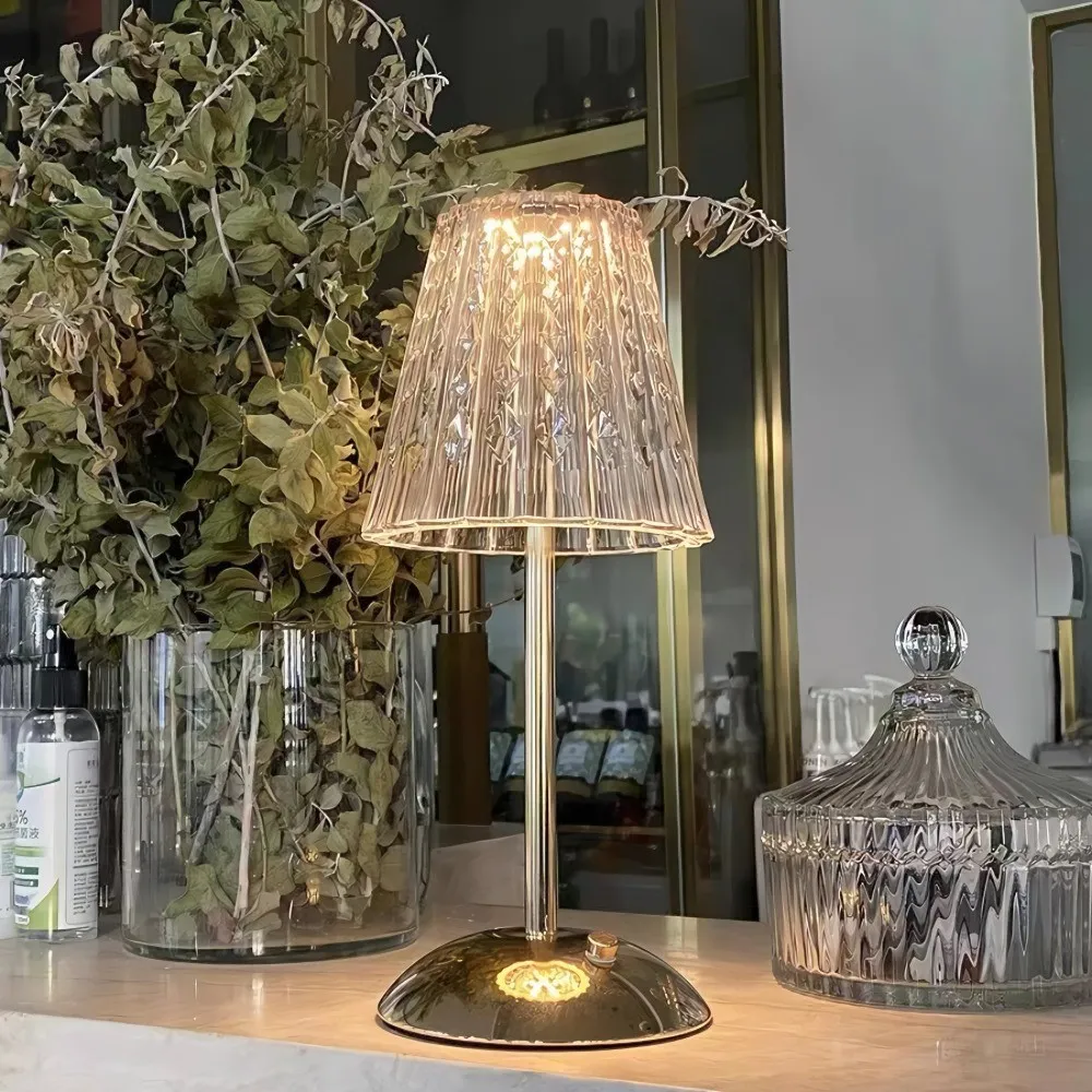 Brass Crystal Cordless Bedside Table Lamp KL72