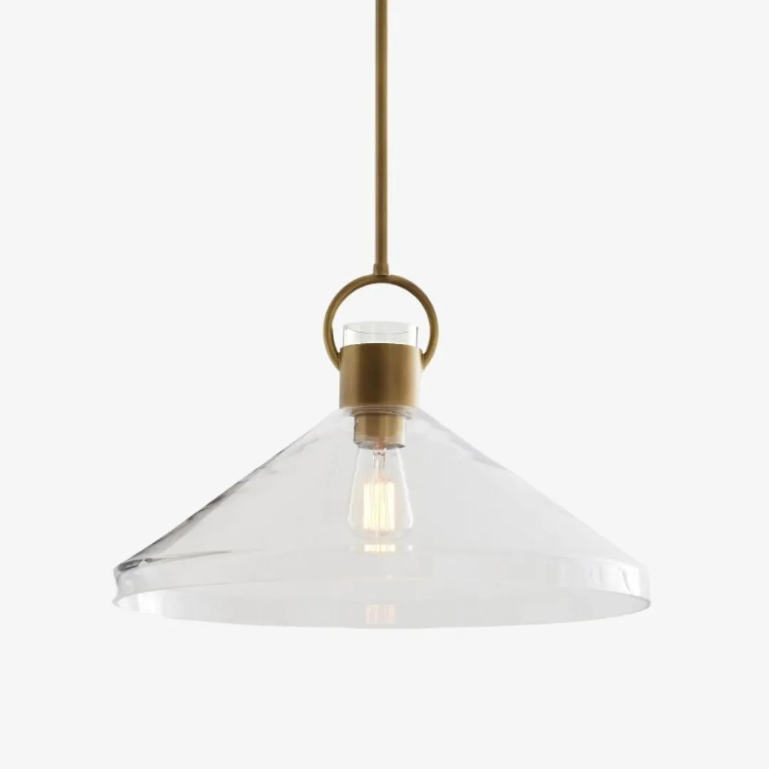 Orvessa Clear Glass Cone Pendant Light - Modern Metal Rod Pendant Light for Kitchen Island KL2345