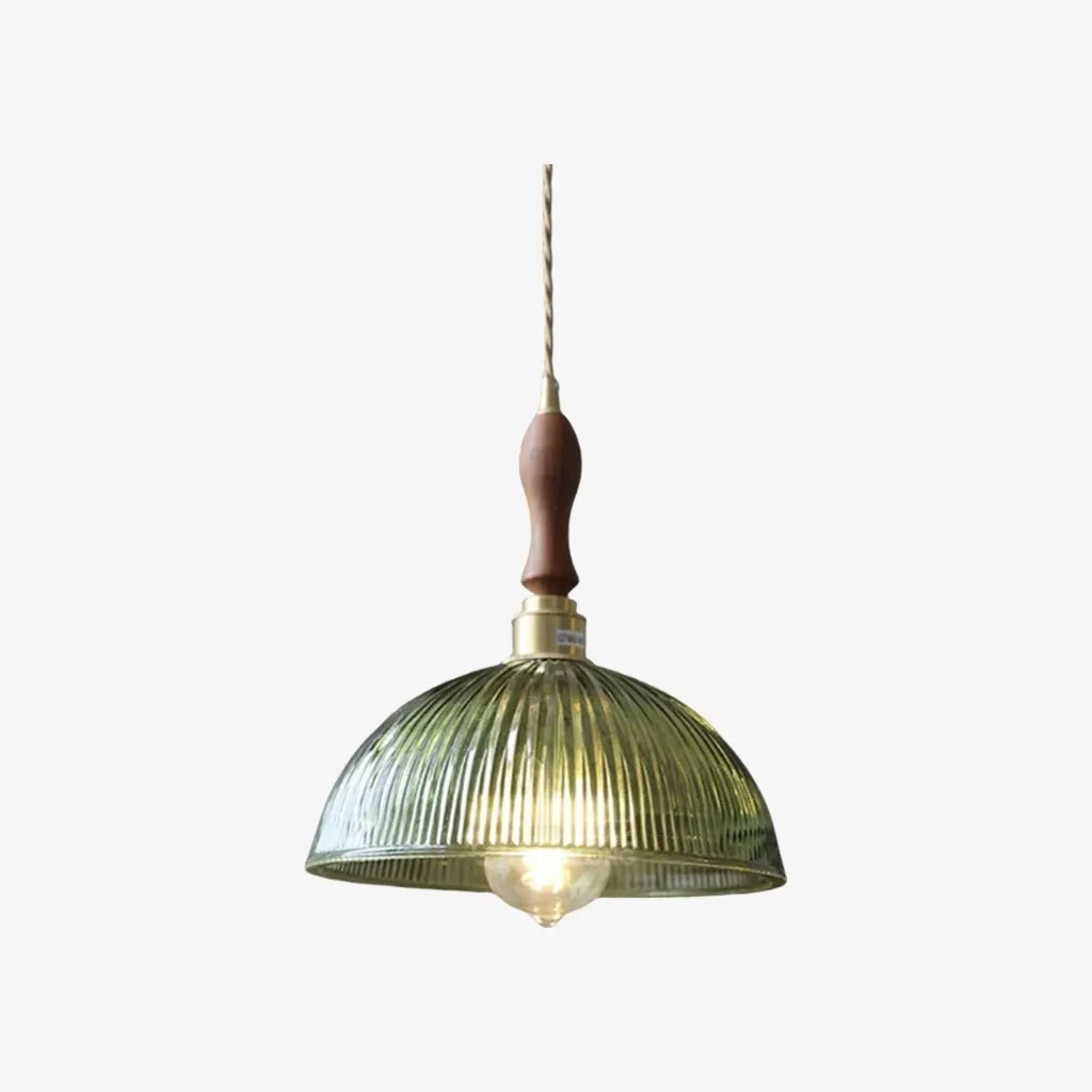 Ribilux Ribbed Pendant Light - Vintage Glass and Metal for Kitchen and Dining Room KL2262