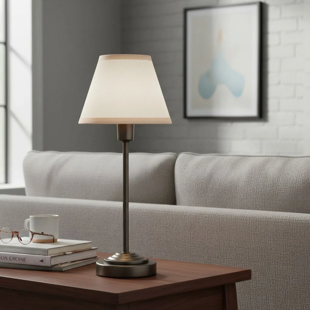 Bronzuno Textured Fabric Desk Lamp - Modern Metal Base Lighting for Offices or Lounges KL1878