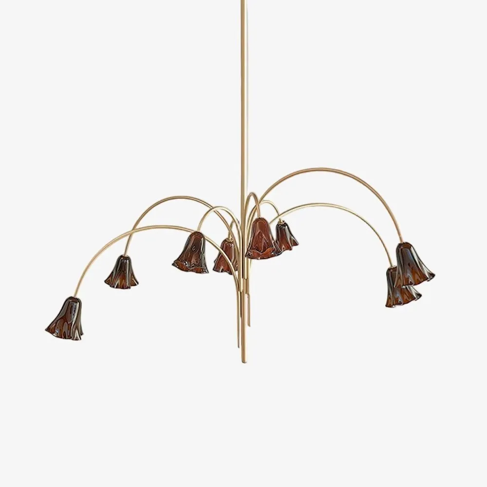 Bellina Modern Romantic Chandelier - Botanical Lily Design with Glass Flowers KL1449