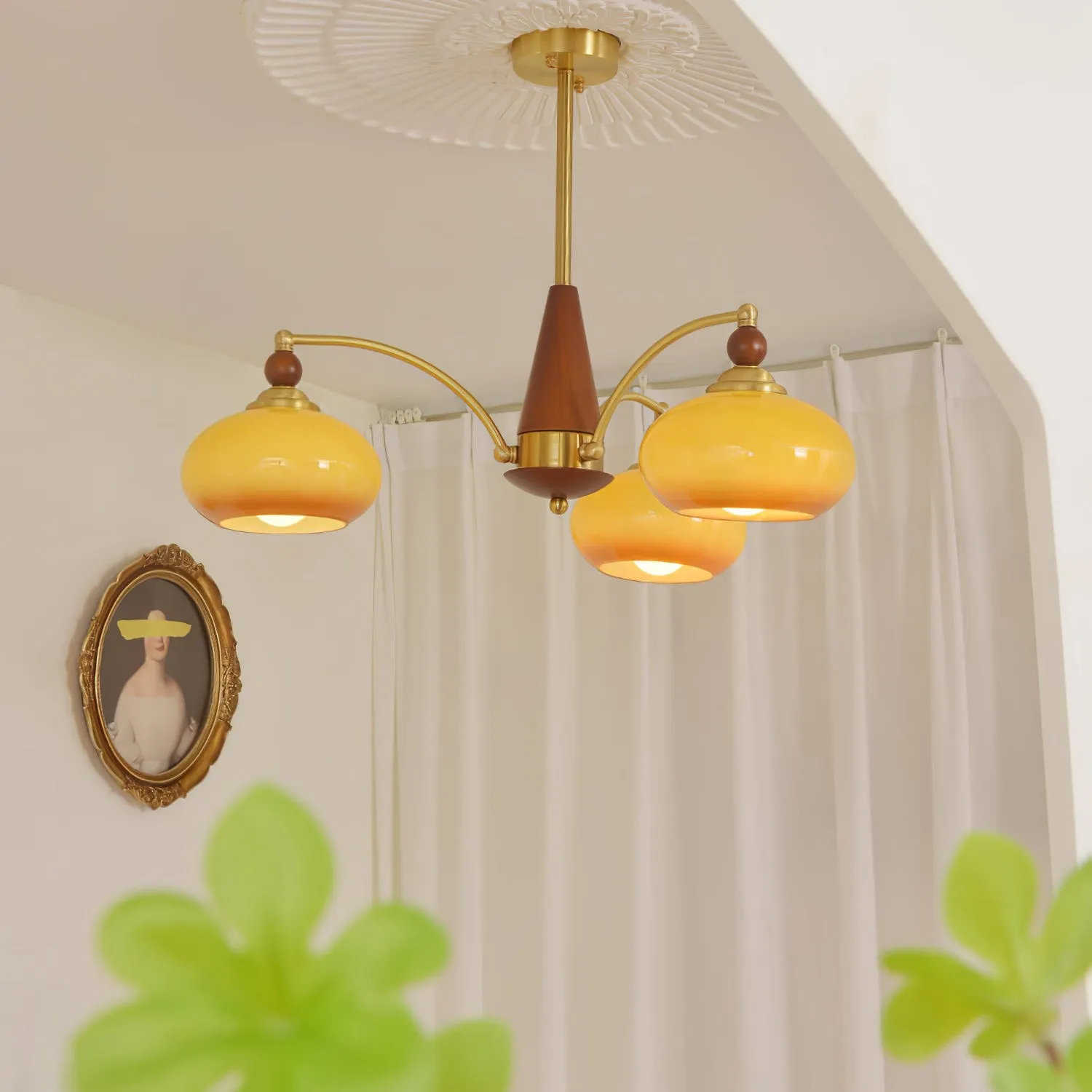 Vintage Multihead Persimmon Chandelier KL609