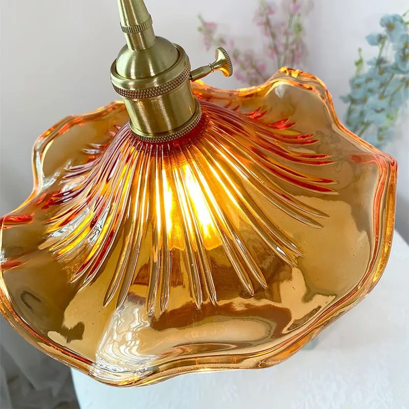 Retro Hibiscus Flower Glass Pendant Light KL113