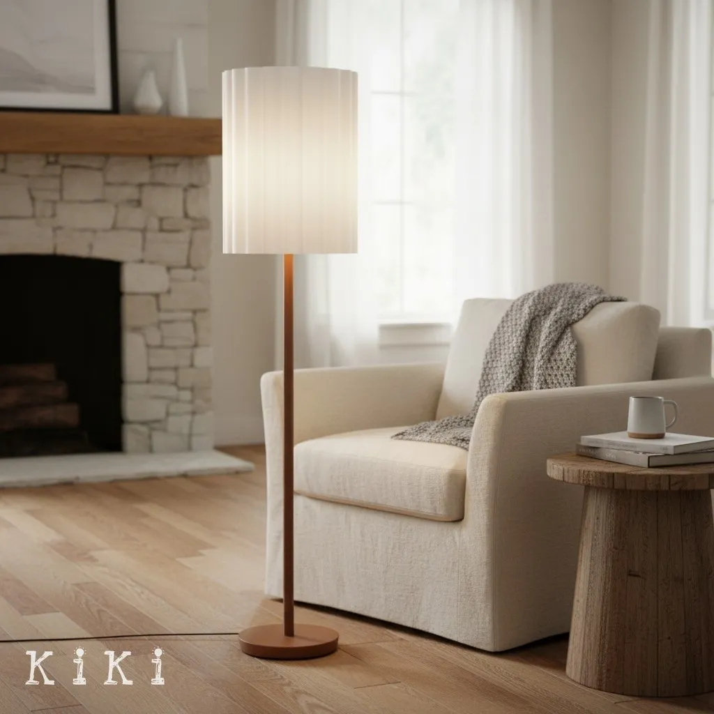 Linbron Fluted Fabric Shade Floor Light - Minimalist Fabric Floor Light for Interior Decor KL1667