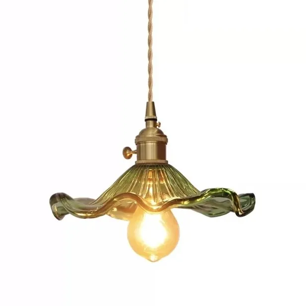 Retro Hibiscus Flower Glass Pendant Light KL113