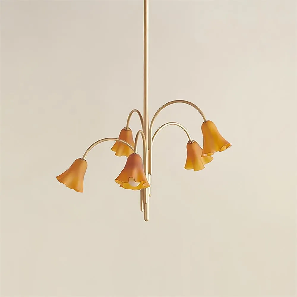 Bellina Modern Romantic Chandelier - Botanical Lily Design with Glass Flowers KL1449