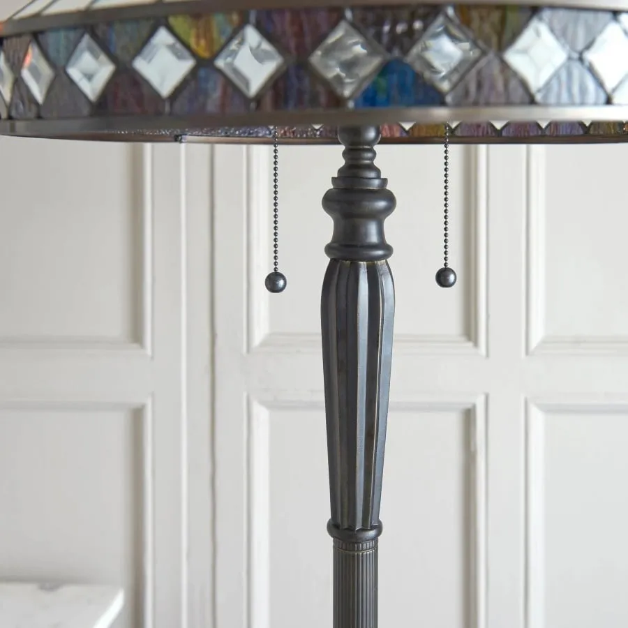 TiffStar Art Glass Floor Lamp with Ornamental Pattern Shade - Standing Light for Living Rooms KL1895