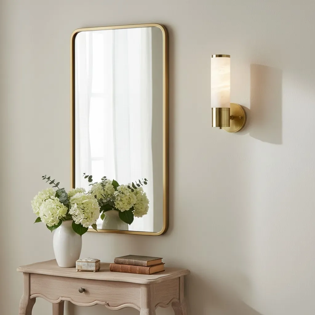 Nexorae Modern Alabaster Wall Lamp Sculptural Vertical Design For Living Room Bedroom Hallway KL2285