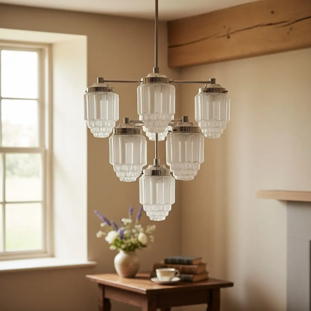 Tierlux Glass Textured Brass Chandelier – Timeless Lighting with Style KL1479