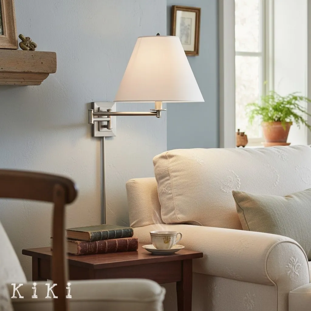 Arcuma Swing Arm Metal Wall Lamp - Retro Rotating Sconce for Bedside Reading KL2067