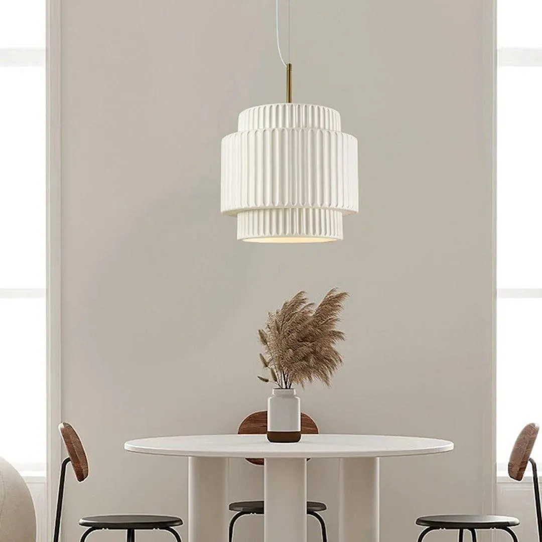 Cream Style Resin Drum Pendant Light KL170