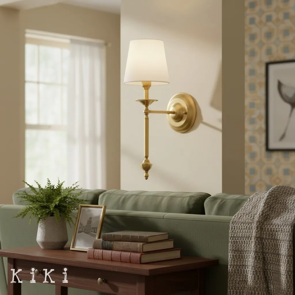Arcuma Classic Copper and Fabric Wall Lamp for Sophisticated Living Spaces KL2053