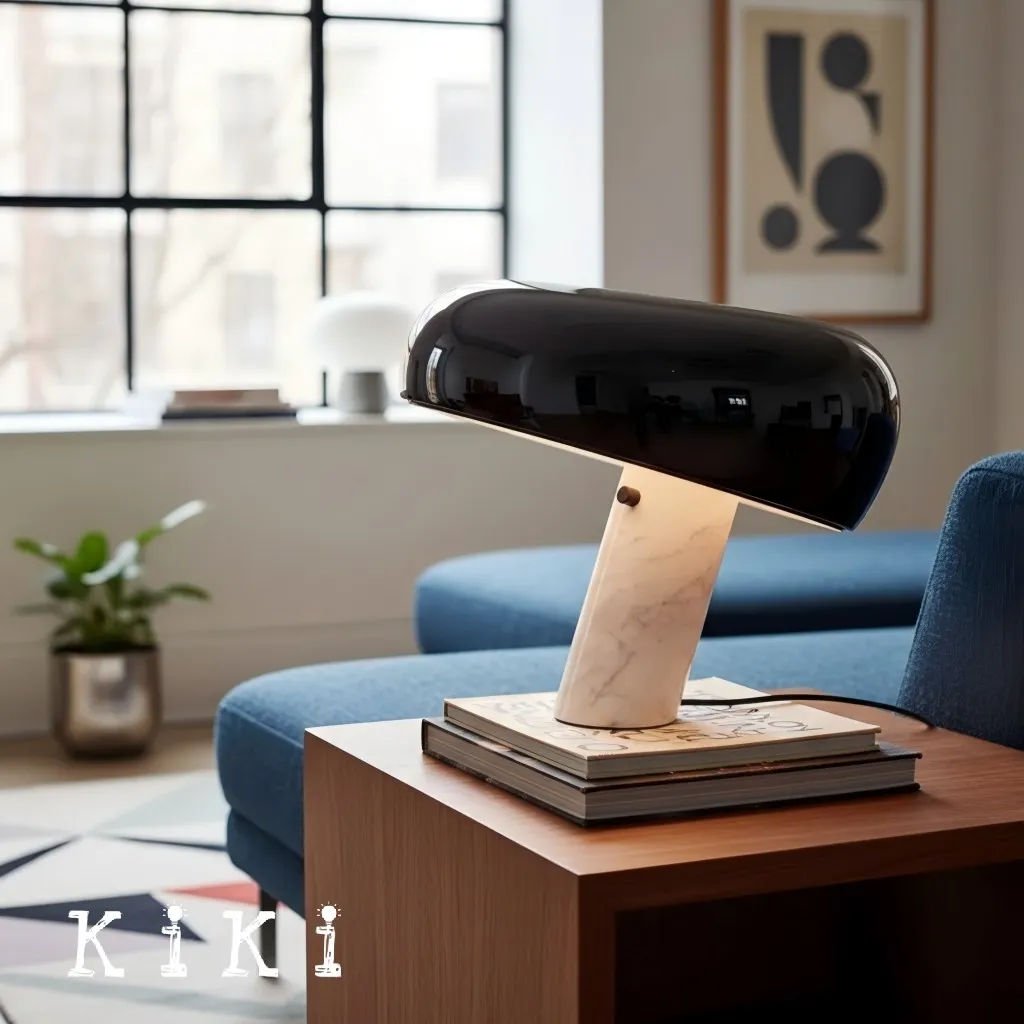 Snoopy Table Lamp - Elegant Glass Shade with Marble Base for Bedroom