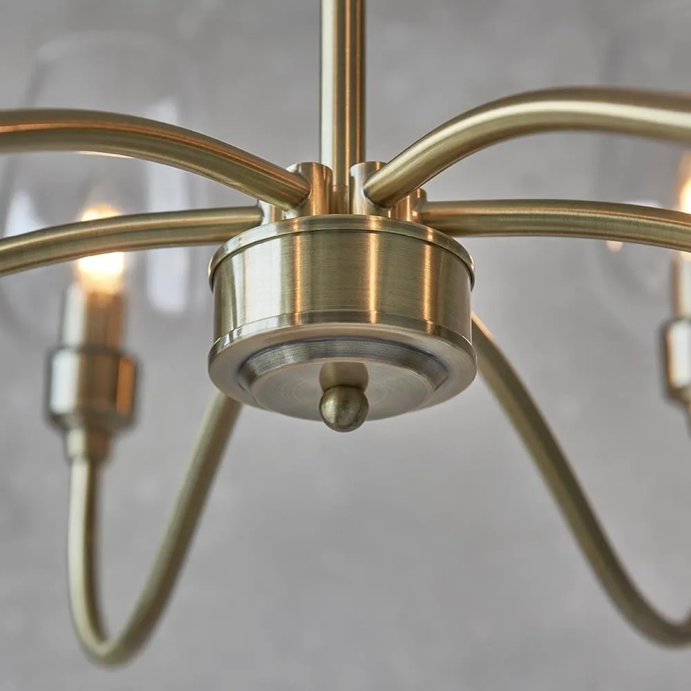 Clarione Art Deco 6-Light Linear Chandelier with Blown Glass Shades for Kitchen KL1882