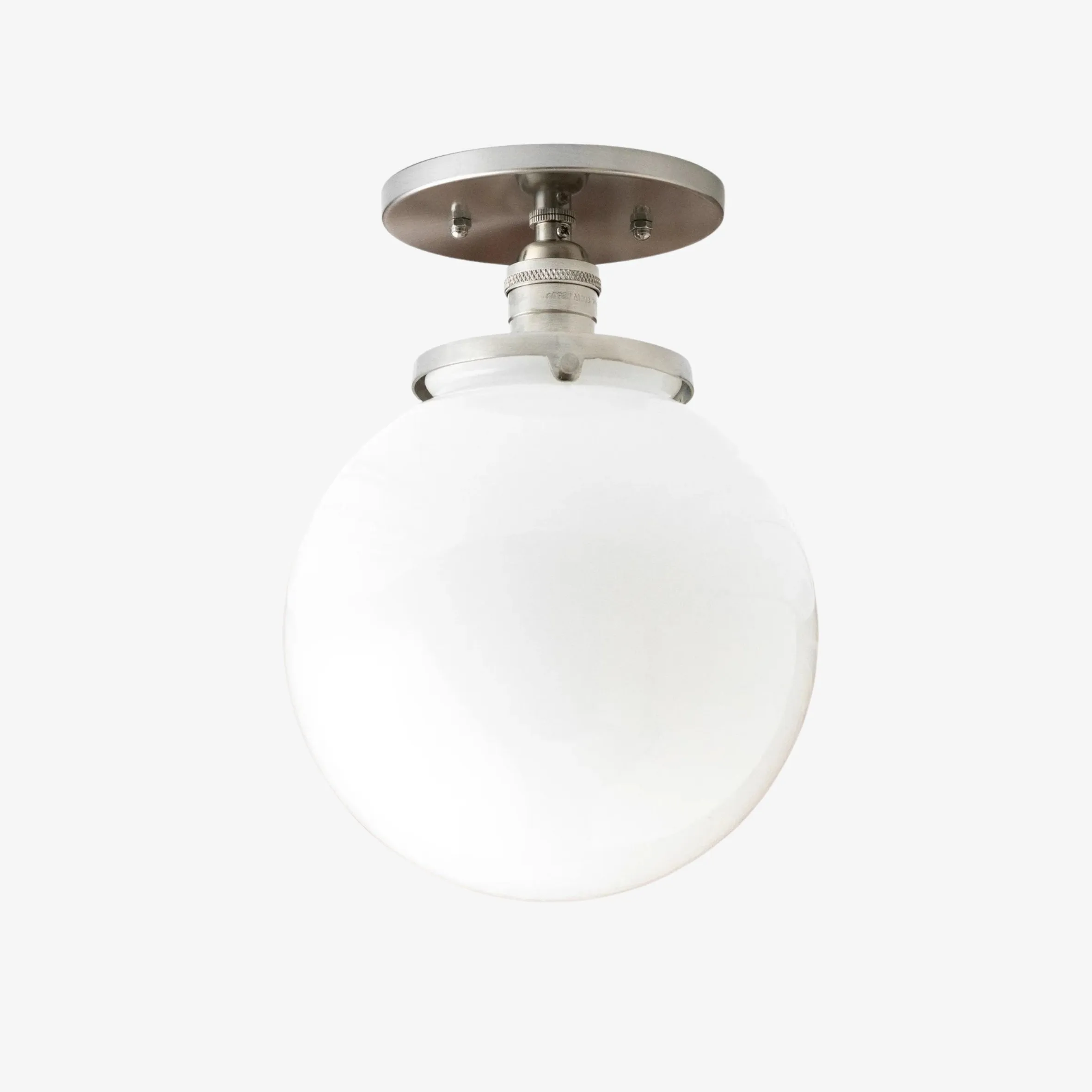 Glorica Glass Mid Century Semi Flush Ceiling Light - White Opal Glass Globe Fixture KL1532