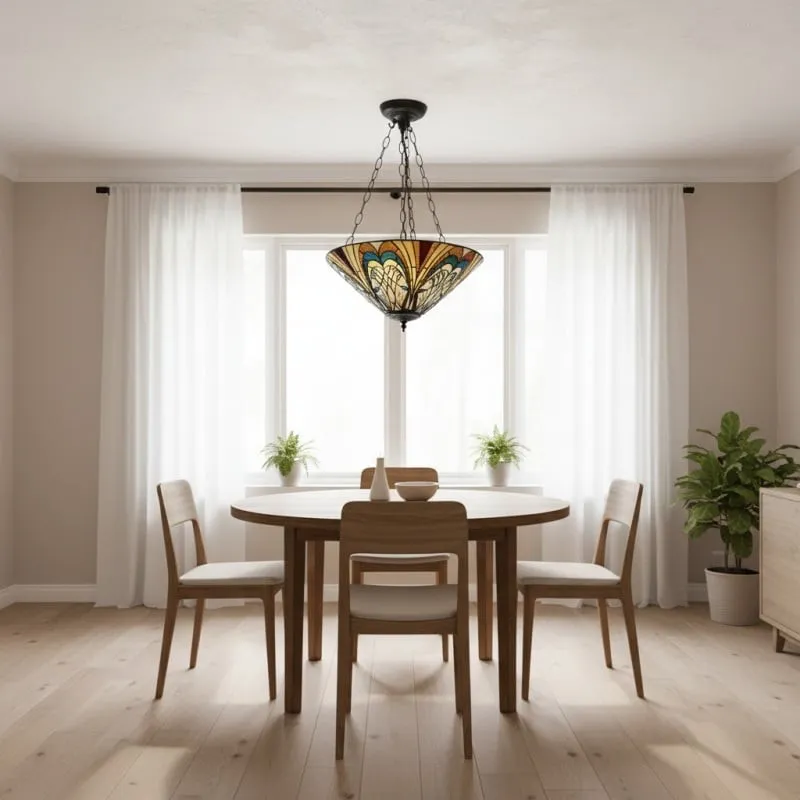 TF Hector Ceiling Light - Handcrafted Stained Glass Design Semi‑Flush or Pendant Fixture for Home KL1974