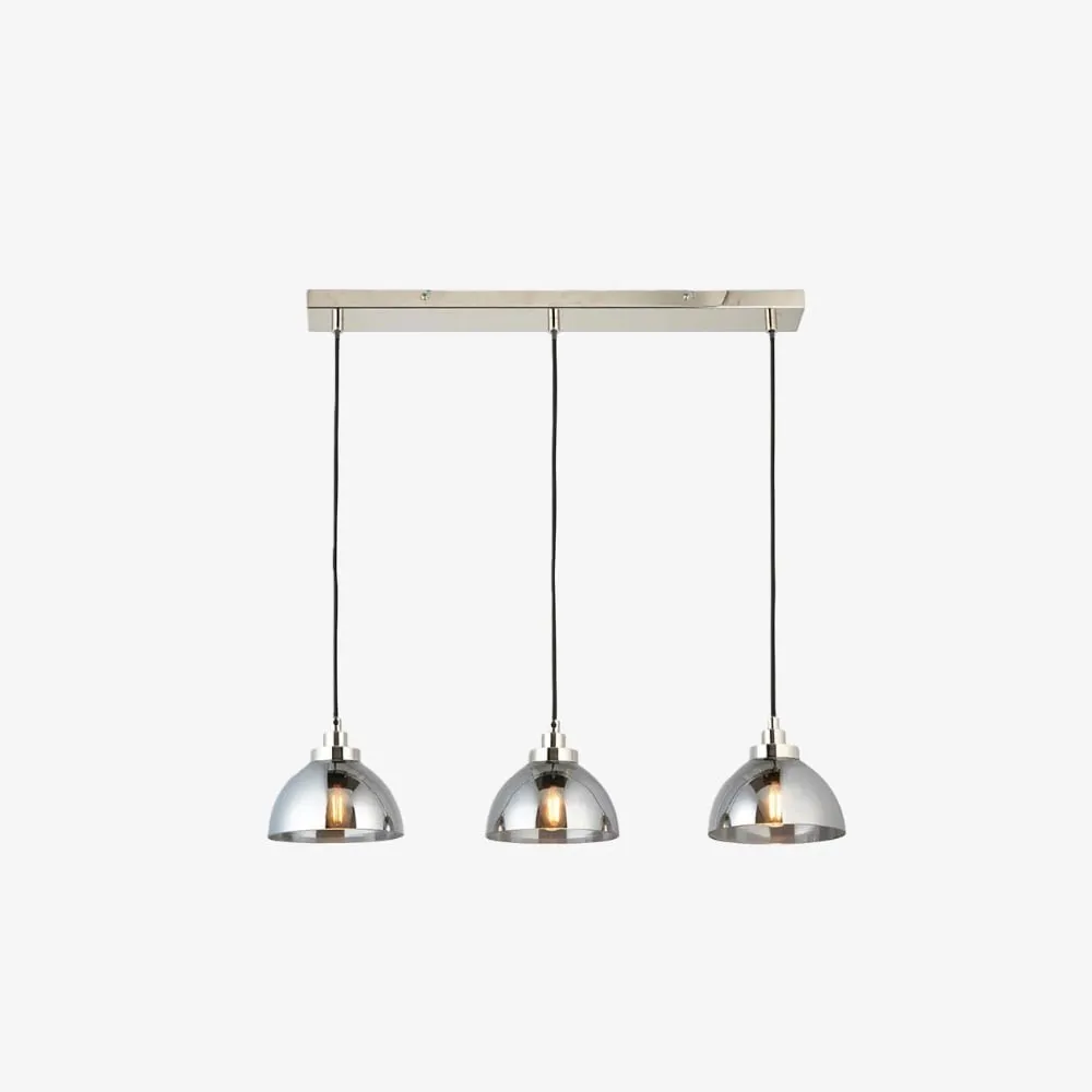 Shimmera 3-Light Linear Pendant - Mirror Glass Shades with Modern Nickel Finish for Dining Rooms KL1831