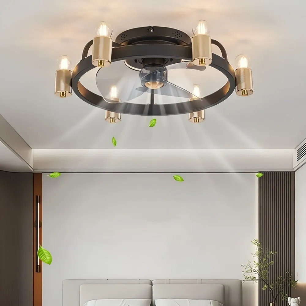 Vintage Industrial Black Ceiling Fan Light For Dining Room KL942