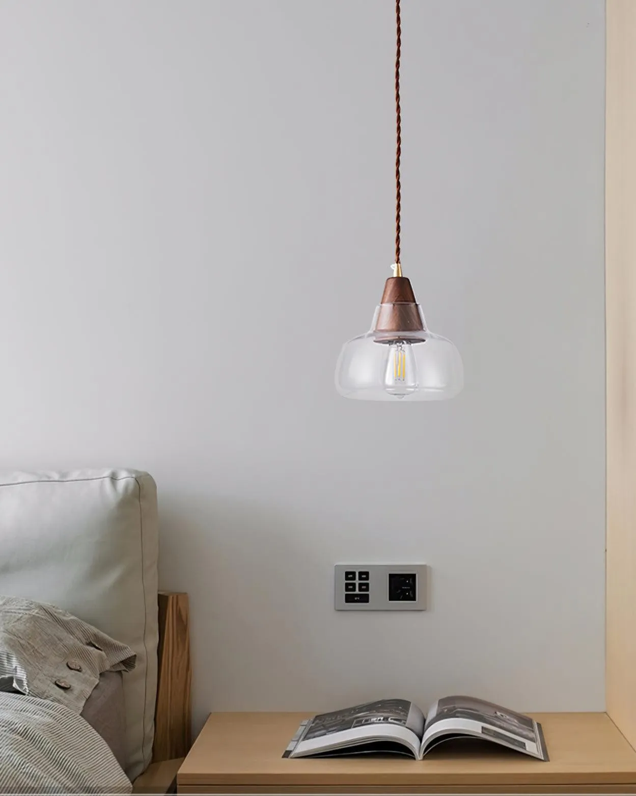 Walnut Glass Pendant Lamp KL751