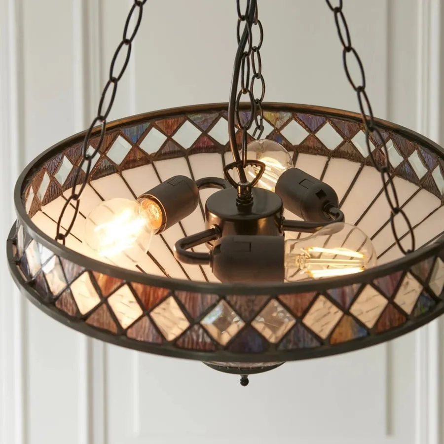 TF Fargo Stained Glass Pendant Light - Tiffany Style Inverted Pendant Lamp for Kitchen KL1934