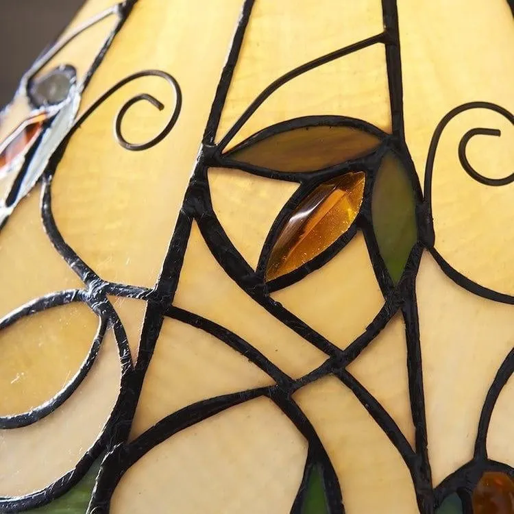 TF Jamelia Classic Stained Glass Table Light Lamp - Handcrafted Glass Light for Bedroom KL1806