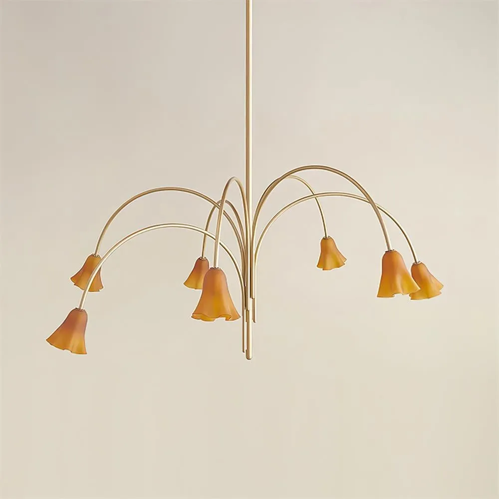 Bellina Modern Romantic Chandelier - Botanical Lily Design with Glass Flowers KL1449