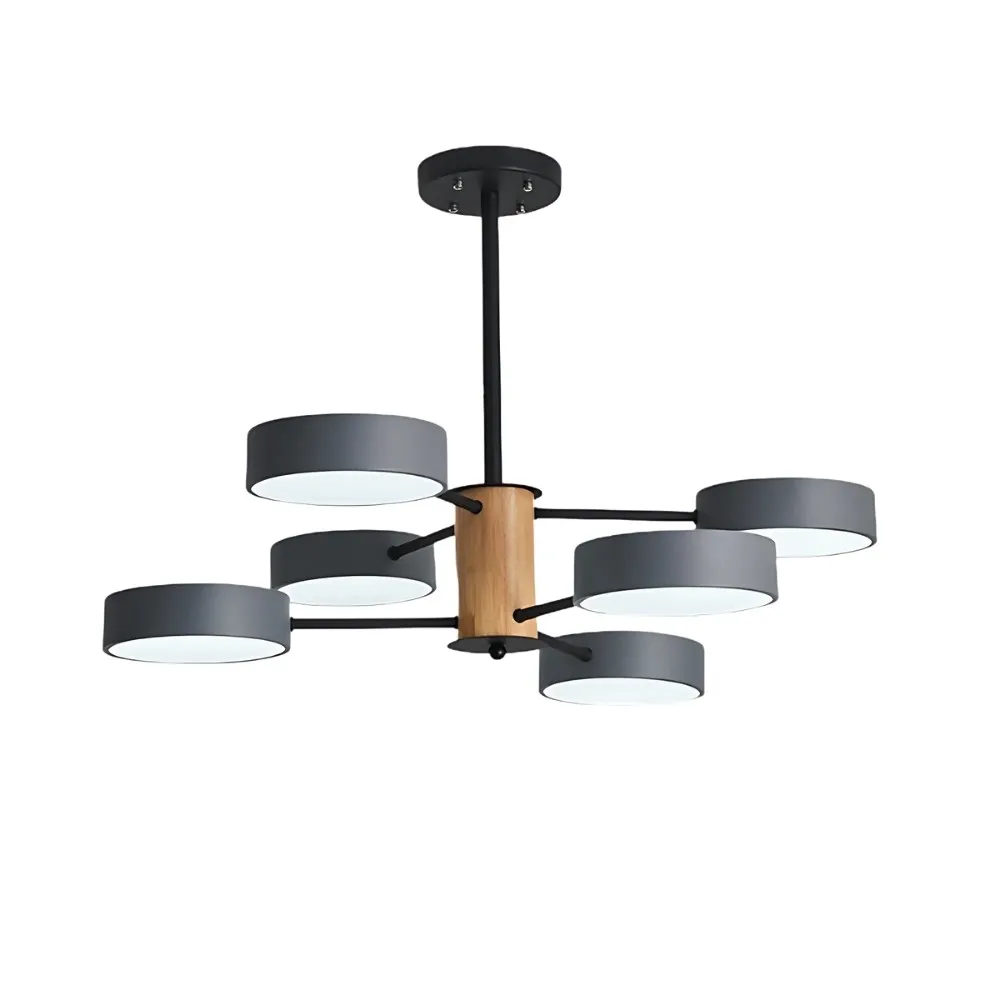 Scandinavian Branched Round Wood Chandelier KL886