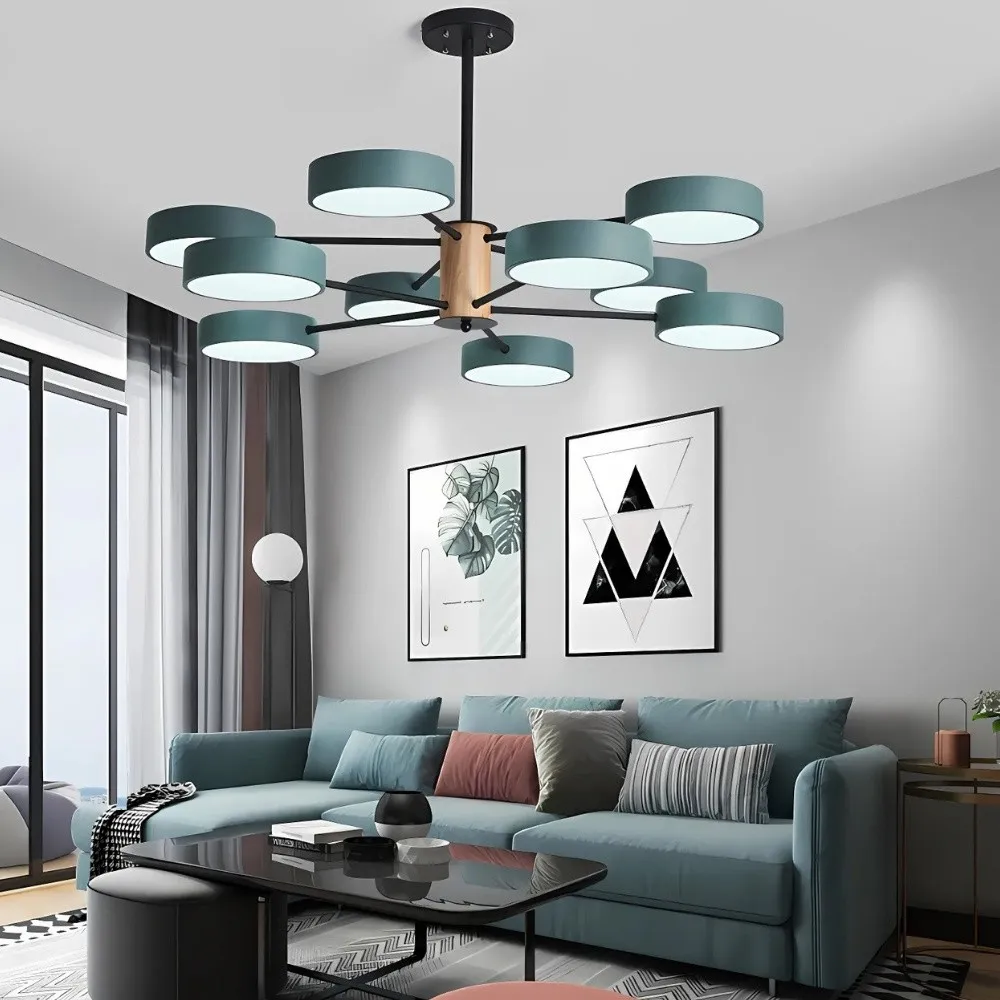 Scandinavian Branched Round Wood Chandelier KL886