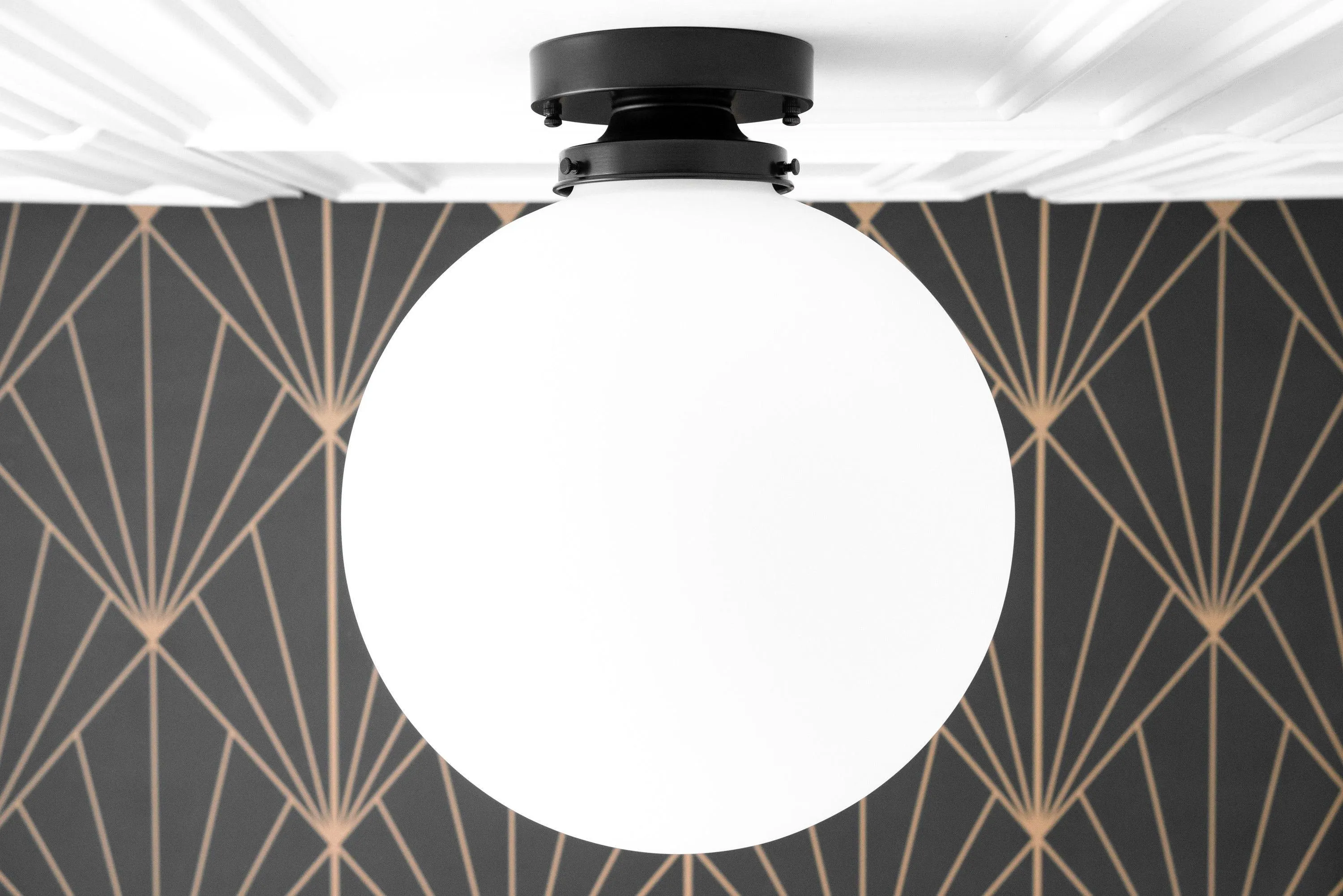 Glorica Glass 12 Inch Globe Ceiling Light - Frosted Glass Art Deco Pendant And Flush Mount KL1486