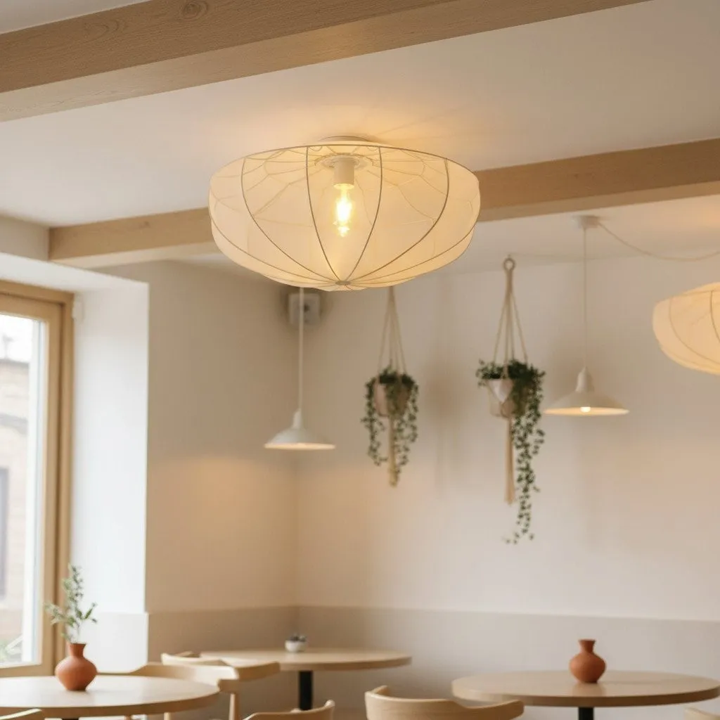 Lumifil Draped Mesh Ceiling Light - Boho Rustic Textured Shade Lamp for Living Room or Bedroom KL1707