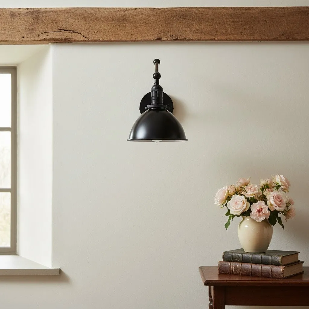 Conique Metal Vintage Industrial Swing Arm Wall Lamp - Adjustable Dome Shade for Study KL1440