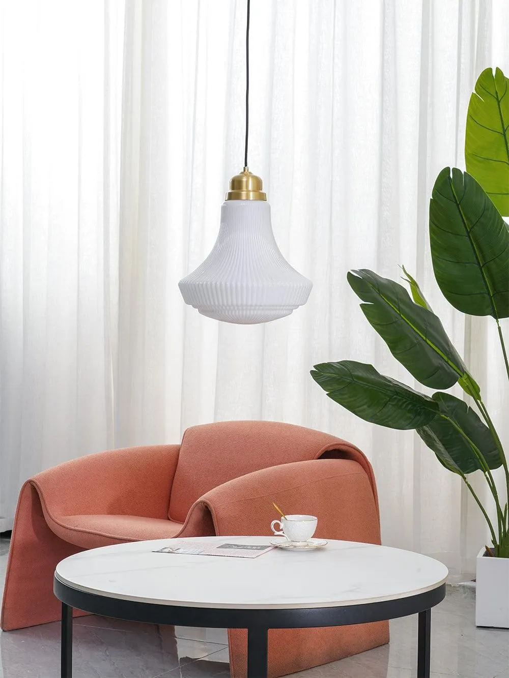 Classical Brass Alabaster Glass Pendant Lamp KL646