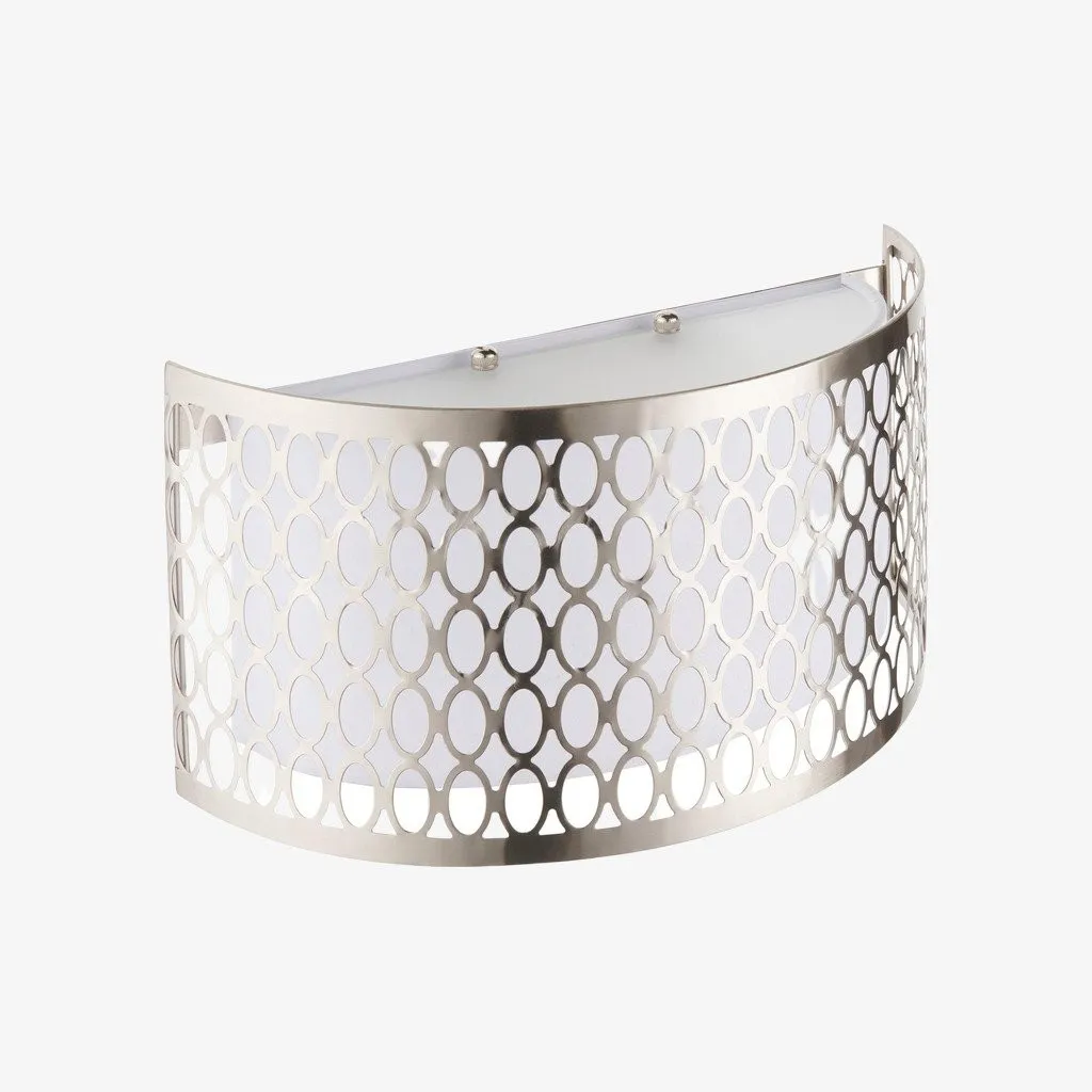 Liorin Fretwork Wall Light - Modern Curved Metal and Fabric Shade Sconce for Hallway or Bedroom KL1949