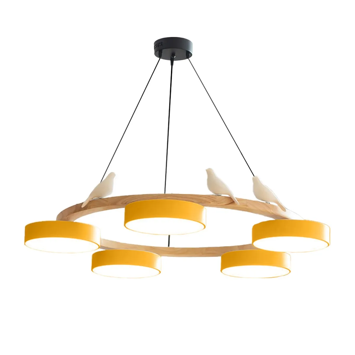 Nordic Wooden Bird Creative Round Chandelier KL775