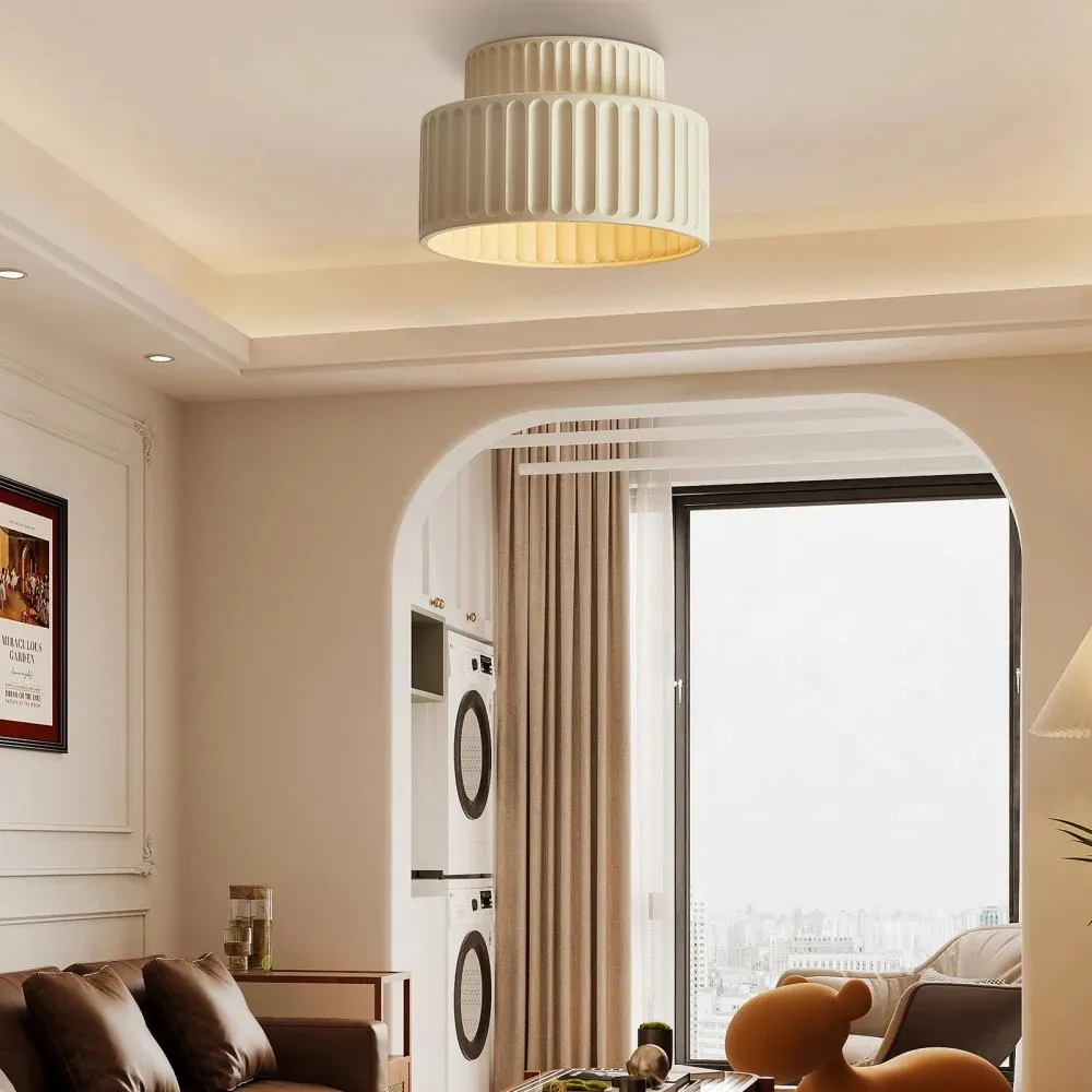 Cream Style Resin Bowl Flush Mount Ceiling Light KL118
