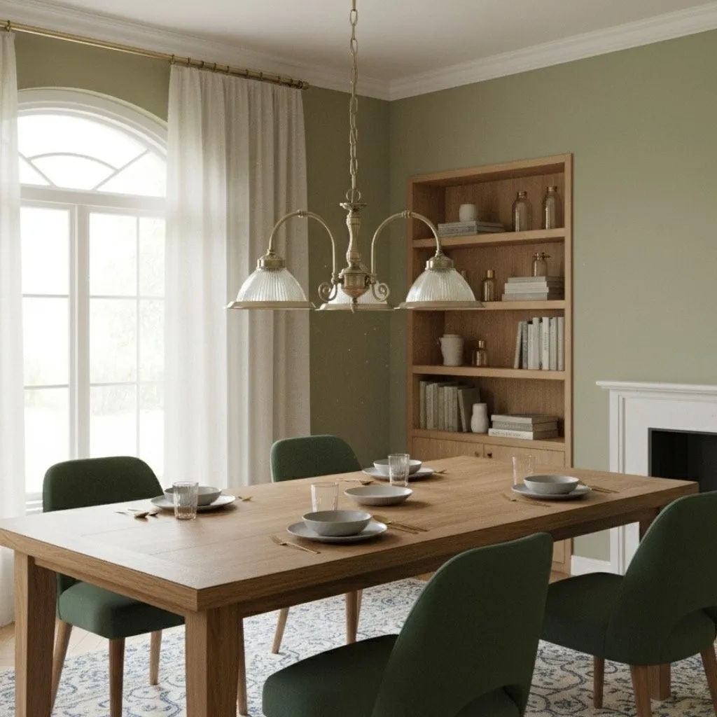 TF Vintora Ribbed Glass Pendant Light - Elegant Metal Trim for Kitchens, Dining Areas and Hallways KL1978