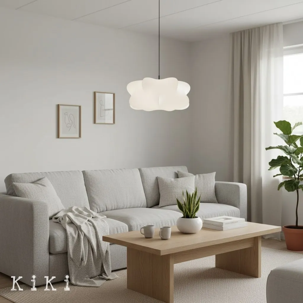 Lunaveo Elegant Silk Pendant Light - Modern Cloud Pendant Light for Living Room KL356