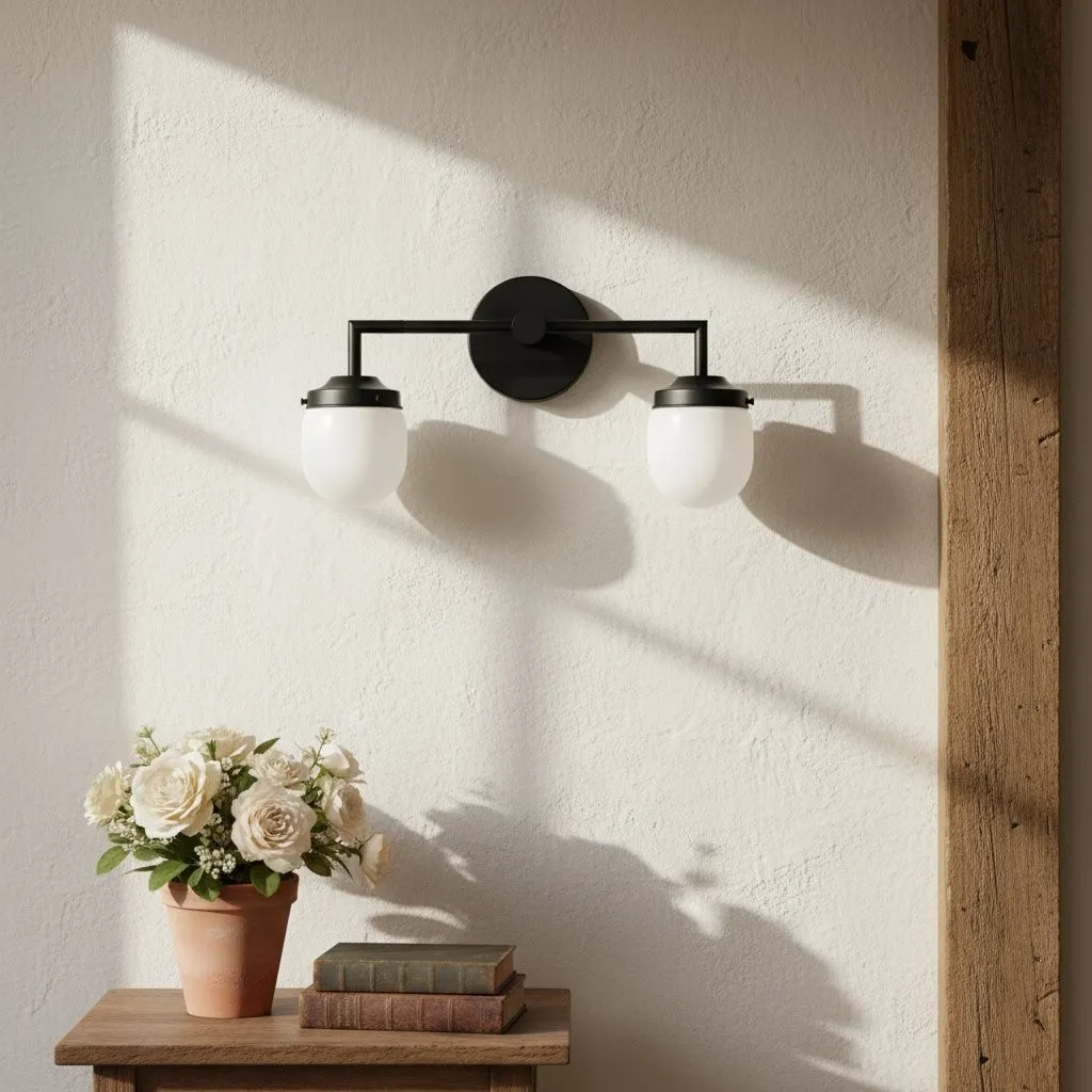 Opalume Glass Double Vanity Light - Vintage Style Bathroom Double Wall Lighting KL1430