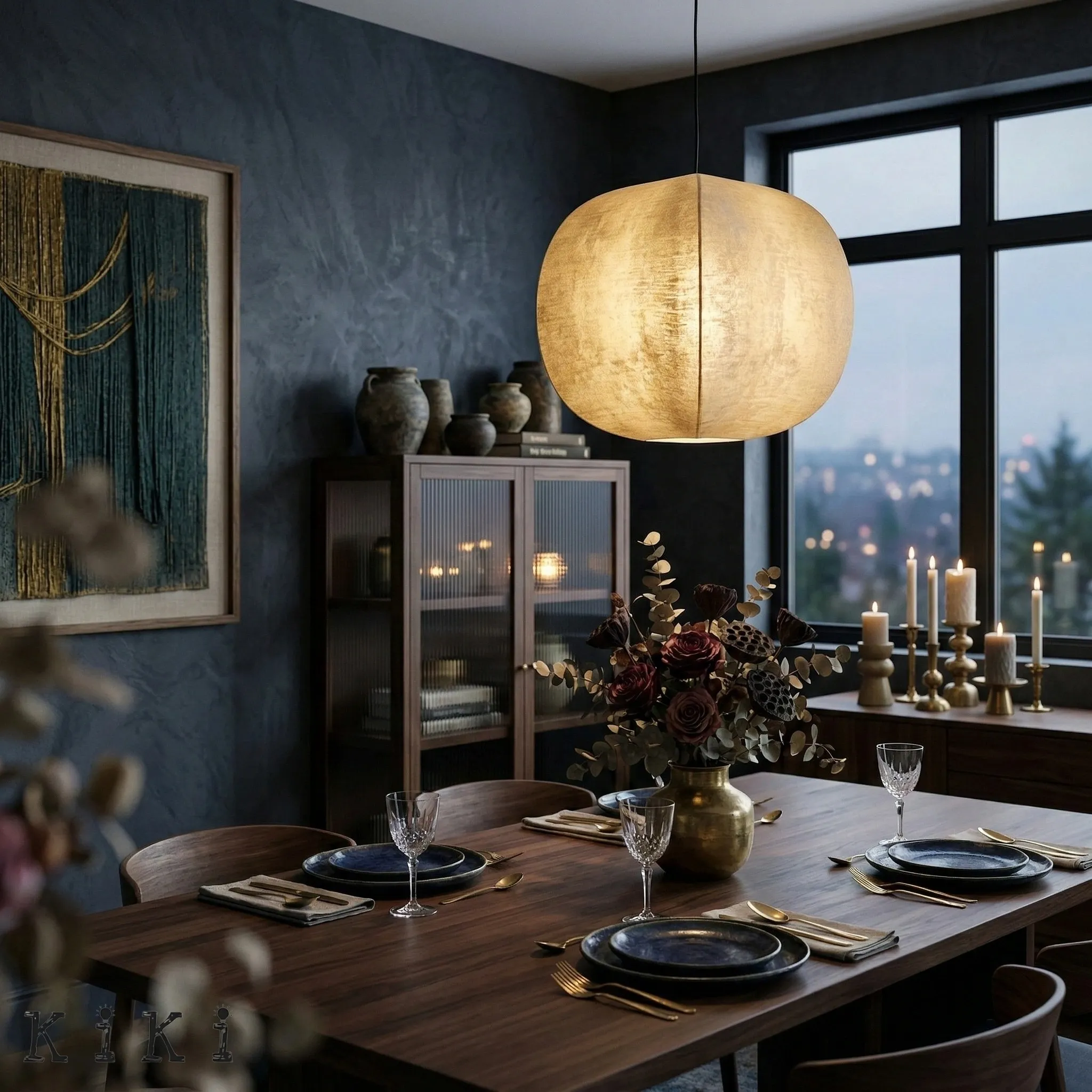Diora Soft Fabric Shade Pendant Light - Modern Japandi for Living Room KL1744