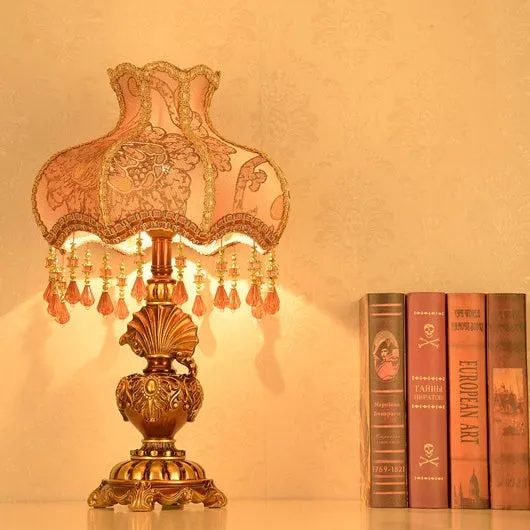 Traditional European Pink Pattern Lampshade Table Lamp KL706