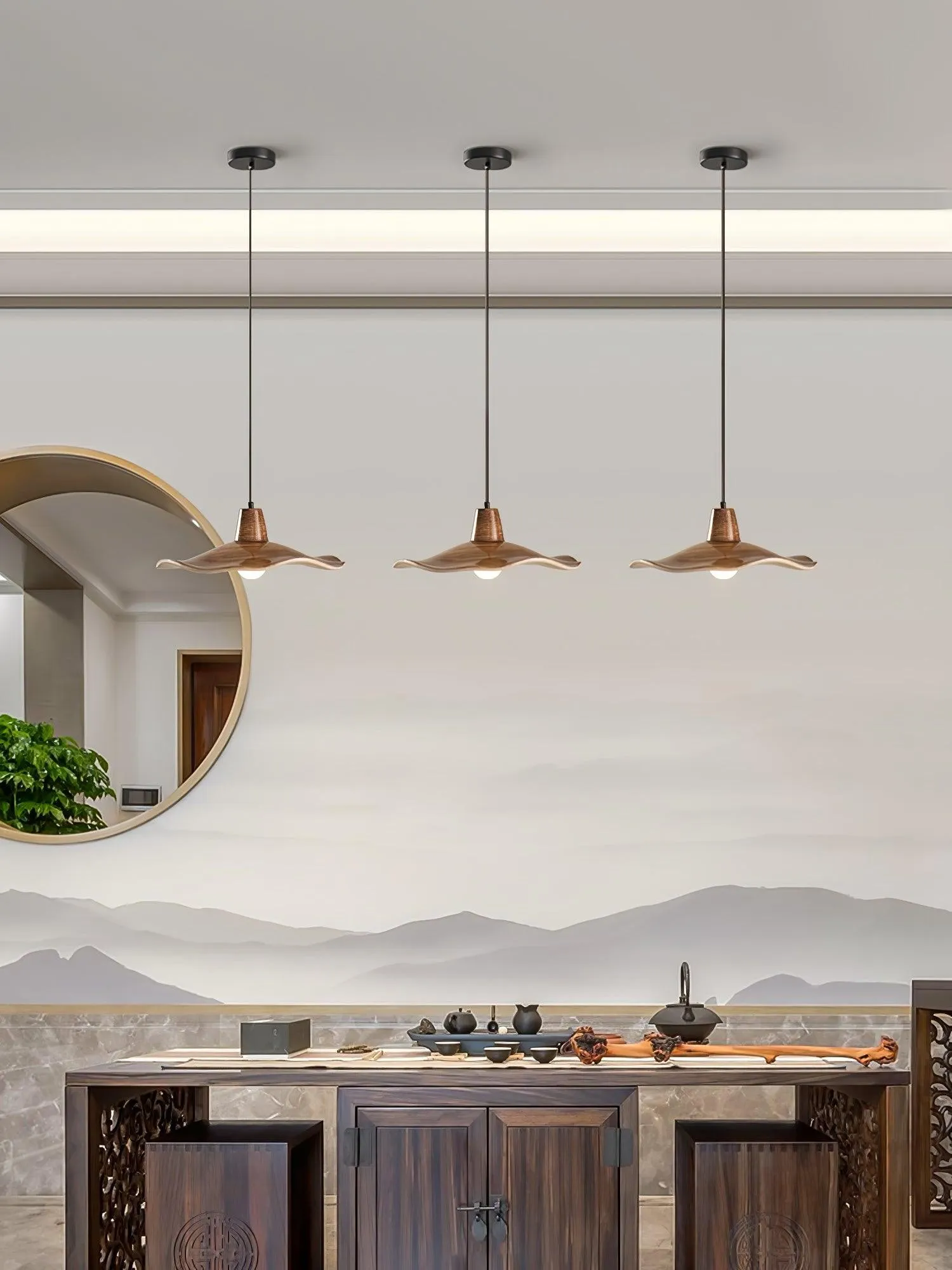Black Imitation Walnut Wood Grain Kitchen Pendant Lamp KL716