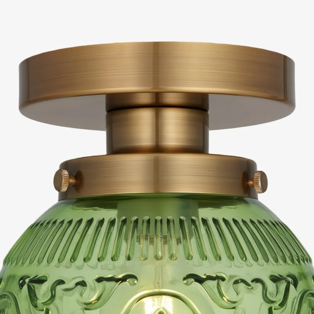 Naveliro Engraved Globe Glass Ceiling Light - Embossed Glass Flush Mount for Living Space KL2214